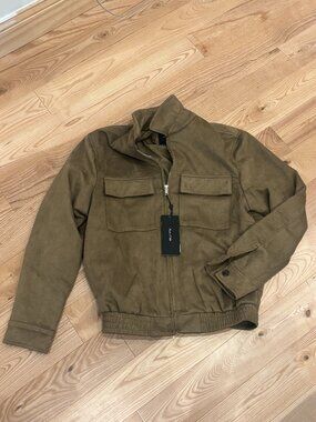 NWT Army Green Faux Suede Porter & Ash Bomber Jacket